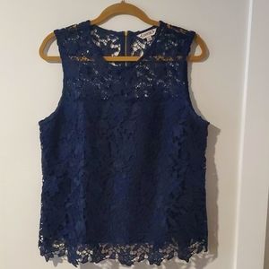Nanette Lepore Navy Lace Tank Large